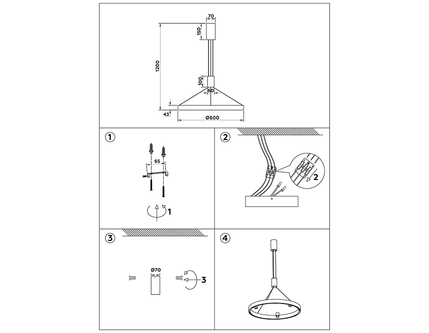 FL5846/1+3 GD золото 40W 3000K/4200K/6400K D600*1200 (без ПДУ)